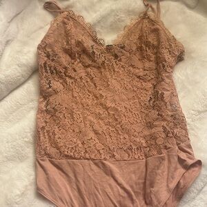 Forever 21 Lace Pink Bodysuit NWT L Large